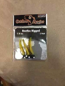 3-Beetle Bodied Grub With Jig head 3pack 1/8oz Bass Crappie  - Picture 1 of 1