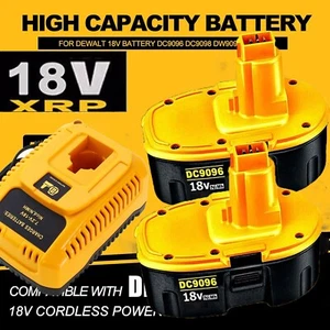 2 PACK 18V Ni-MH Battery w/ Charger For Dewalt 18 VOLT XRP DC9096 DC9098 DC9099 - Picture 1 of 16