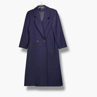 Abrigo ADOLFO Classics Mujer’s 8 100% Lana Doble Pecho Azul Marino Forrado De Colección Foto 1 de 4