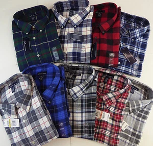 John Ashford Long Sleeve 100% Cotton Plaid Flannel Shirt w Chest Pocket 9 Colors - Picture 1 of 48