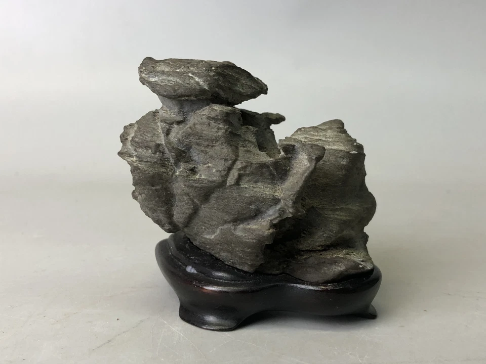 Y7742 OKIMONO Suiseki viewing stone wooden stand Japan antique decor interior - Image 1 of 4