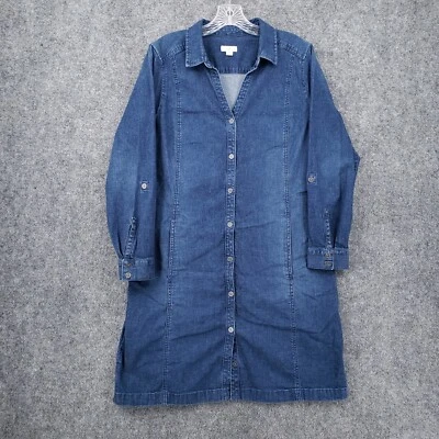 Vestido camisero Jill para mujer PL grande pequeño azul denim con botones manga larga Foto 1 de 4