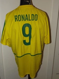 2002-04 Brazil - Ronaldo #9 Home Nike (L) Shirt Jersey Trikot Maglia Camiseta 34 - Picture 1 of 6