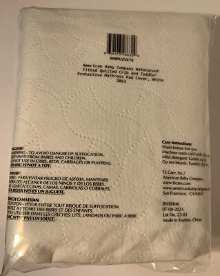 Cuna/cama para niños pequeños ajustada impermeable American Baby Company 1 unidad, blanca Foto 1 de 2