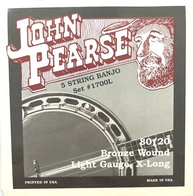 John Pearse Banjo Strings 5 Strings 80/20 Bronze Wound Light Gauge Extra Long - Image 1 of 4
