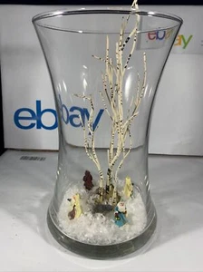 handmade vintage Christmas snowscene with santas in glass vase - Picture 1 of 7