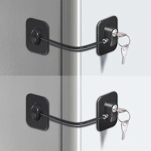 2x serratura porta congelatore frigorifero forte adesivo sicurezza bambino con chiave - Foto 1 di 8