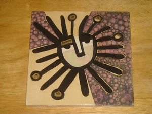 6" hand painted ceramic tile modern abstract art design accent tile #1 - Picture 1 of 2