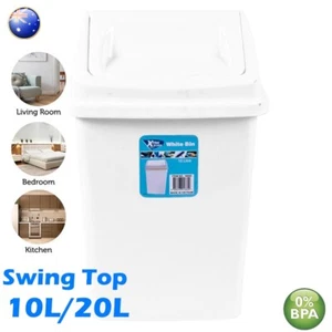 10L/20L Rubbish Bin Swing Lid Kitchen Toilet Bathroom Waste Garbage Trash Can AU - Picture 1 of 10