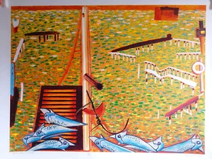 Fisherman's Wharf by COLIN LANCELEY, 2001, collagraph - Picture 1 of 7
