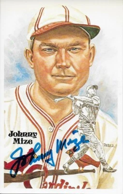 Johnny Mize Autographed Perez Steele  Postcard   - Image 1 of 2