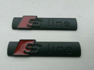 2 Audi S Line Logo Badge Logo Emblem Written Sticker Car Sticker Kit BLACK - Picture 1 of 1