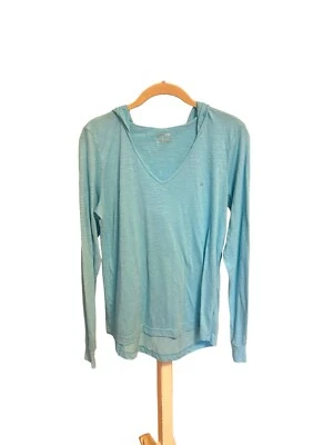 Camiseta para mujer Calvin Klein verde azulado Burnout con capucha manga larga talla L grande cuello en VNeeck Foto 1 de 4