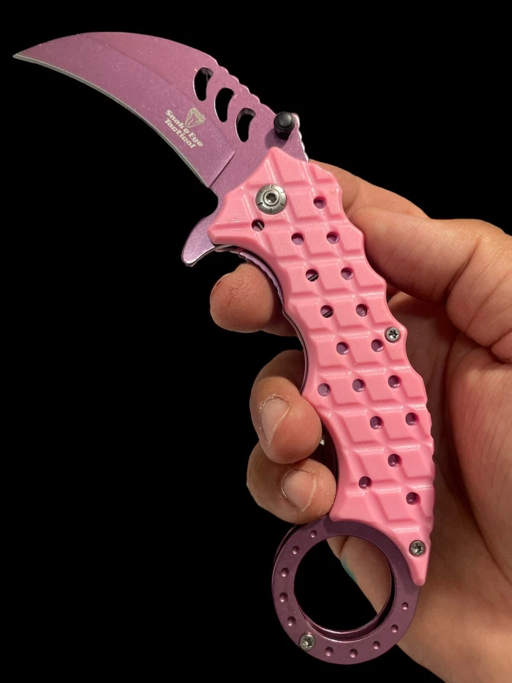 Faca de bolso 7,5” Sprint Assisted Karambit rosa femme fatales PKPK - Imagem 1 de 4
