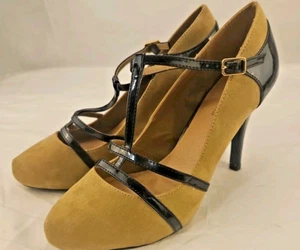 JustFab Mabell Tan and Black Stiletto Heels Womens Size 9 - Picture 1 of 10
