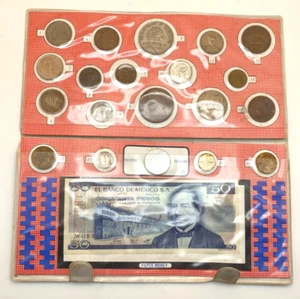 MEXIKANISCHE MÜNZSAMMLUNG: 20 MÜNZEN + 50 PESOS 1981 PAPIERGELD mit BLISTER, UNC g. - Bild 1 von 12
