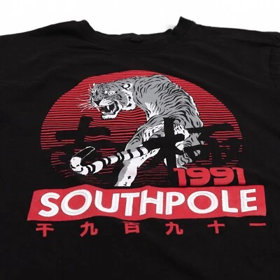 South Pole 1991 Tiger Shirt Men's Size XL Asian Characters Black and Red Y2K - Image 1 of 4