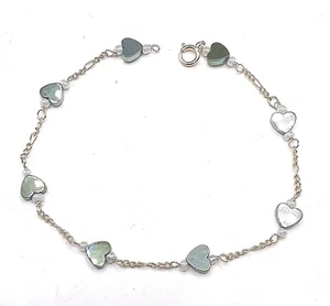 New 14k Gold GREEN Heart Bead Bracelet - Anklet (Assorted Lengths) - Picture 1 of 2