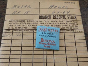 DE COLECCIÓN NUEVO DE LOTE ANTIGUO BULOVA 7AK Hora y Minuto Reloj Manos BF15 Parte # 63-64 - Imagen 1 de 6