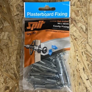 60 x SPIT Hollow Wall Anchor M4 x 46mm Medium Load Plasterboard Fixings - Picture 1 of 3