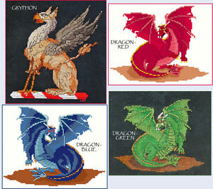 GRYPHON & DRAGON COUNTED CROSS STICH PATTERNS