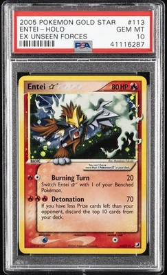 2005 POKEMON EX UNSEEN FORCES GOLD STAR #113 ENTEI-HOLO PSA 10 - Image 1 of 2
