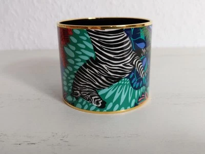 🔥 HERMES Emaille Armreif, Junge Of Eden Zebra / Hase , 60mm Breit, NEUwertig 🔥 - Bild 1 von 4