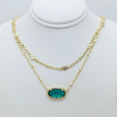 Kendra Scott Elisa Gold Crystal Multi Strand Pendant Necklace in London Blue - Image 1 of 4