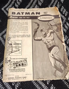 1964 Aurora Batman Model Kit Instruction Sheet Only Original Vintage Paper Manua - Picture 1 of 7