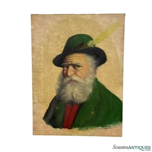 Vintage Traditional Bavarian Gentleman Oil on Canvas Painting by David Pelbam - Picture 1 of 10