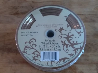 Gold Wired Ribbon 50 yards x 1.5 inches Bow Tying Cord Victorian-Gold - Image 1 of 4