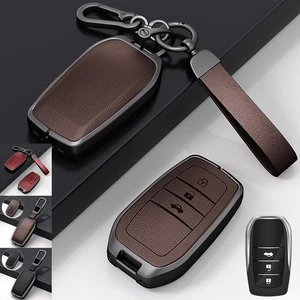 Zinc Alloy Leather Car Key Case Cover For Toyota Innova Cruiser Riez Camry RAV4 - Picture 1 of 17