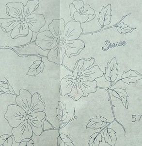 C 1940s Transfer Dogwood Tea Rose Blossom Embroidery Needlework Semco - Picture 1 of 2