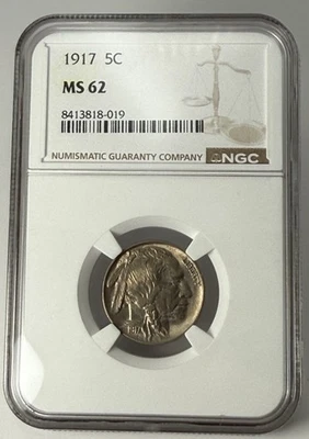 1917 5c Buffalo Nickel NGC MS 62 Philadelphia Minted, Better Date Great Looking - Image 1 of 4