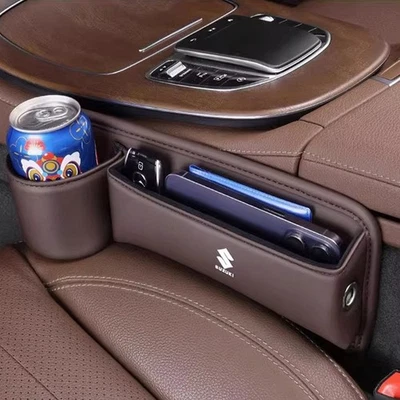 2PCS Car Seat Gap Filler Storage Box Phone Holder Organizer for Suzuki Brown Foto 1 de 4