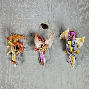 Bradford Exchange Dragon Guardians of the Crystal Realm Ornaments Set Of 3 NEW - Picture 1 of 9