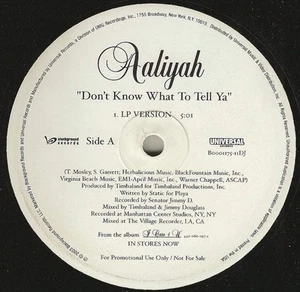 Aaliyah - Don't Know What To Tell Ya / Got To Give It Up 12" Vinyl LP Record - Picture 1 of 1