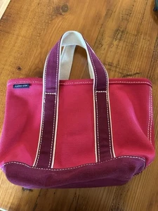 Lands End Canvas Boat Tote Bag Magenta Pink Purple Purse Straps With Stitching - Picture 1 of 5