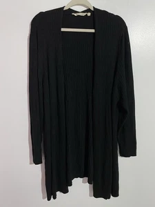 Soft Surroundings Cardigan 3X Black Office Ribbed Minimalist Open Duster Topper - Picture 1 of 8