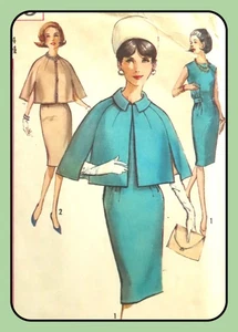 Misses Jrs One-piece DRESS Pattern w CAPE Simplicity 5359 Vtg 1964 Size 14 - Picture 1 of 4