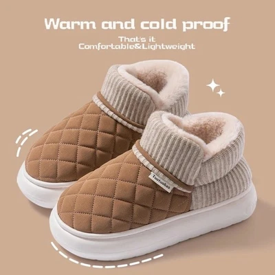 Chaussons Peluche Homme Femme Pantoufles Chaudes Hiver Maison Semelle Souple - Photo 1/4