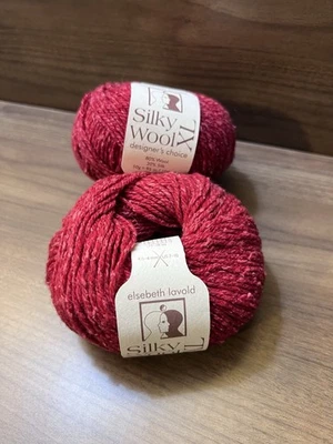 Elsebeth Lavold SILK WOOL XL Yarn RED 004 50gr/104yds ea. Wool Silk. Set of 2 - Image 1 of 4