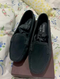 Frette Italy Harrys London NWT Flats 40.5 Suede Leather Shark Women Driving - Picture 1 of 10