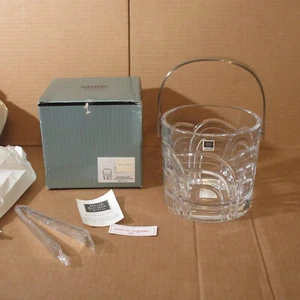 Vtg NOS Miller Rogaska Maestro Heavy Crystal 6" Ice Bucket Silver Handle Tongs - Picture 1 of 9