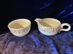 Taylor * Smith * Taylor Versatile Sugar & Creamer Gold Floral Boarder - Picture 1 of 4