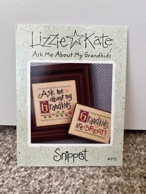Lizzie Kate Ask me about my Grandkids sign sampler cross stitch pattern chart - Image 1 of 2