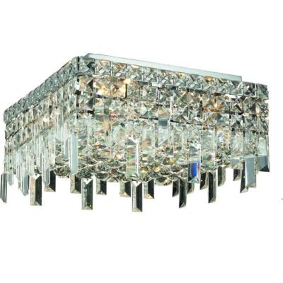 Flush Mount Ceiling Light Chrome Bathroom Bedroom or Kitchen Lighting Fixture - Image 1 of 2