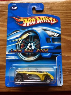 Tarjeta azul Hot Wheels Lotus Elise 340R 2006 amarilla, cromada WSP ruedas de encaje #129 Foto 1 de 4