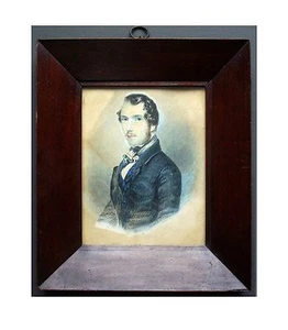 ORIGINAL MID -19th CENTURY WATERCOLOR PORTRAIT OF A YOUNG GENTLEMAN - Picture 1 of 4