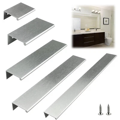Brushed Nickel Finger Edge Pull Cabinet Door handle Bar Back Mount Drawer - Image 1 of 4